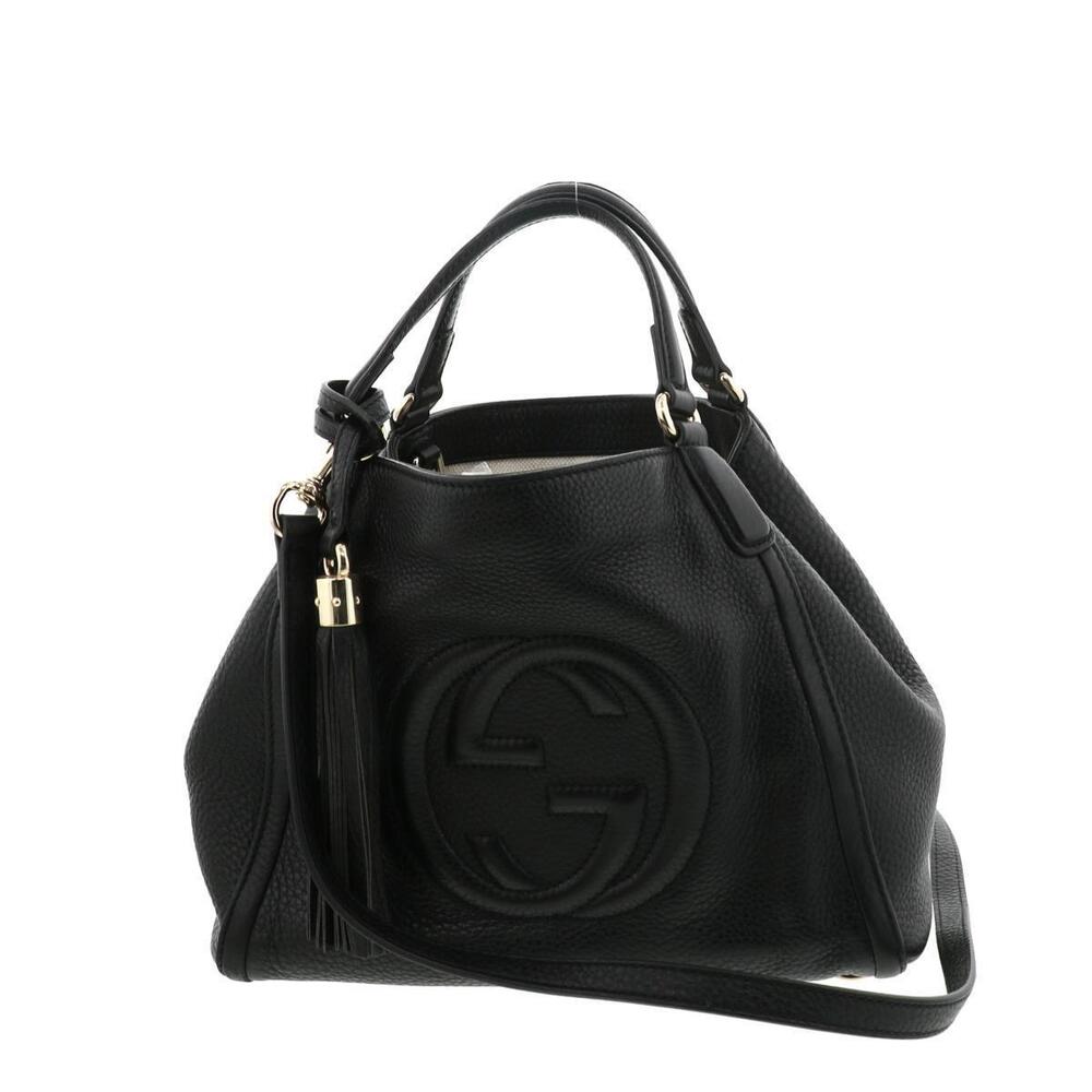 GUCCI SOHO Leather Shoulder Bag Messenger Black